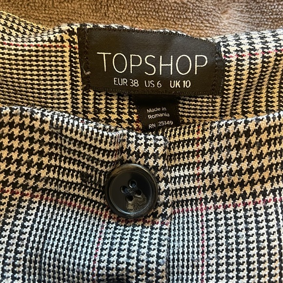 TOP SHOP | Glen Plaid Cuffed Trousers - sz 6 - Picture 10 of 12